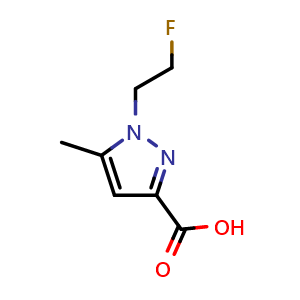 Chemical structure of 1-(2-fluoroethyl)-5-methyl-1H-pyrazole-3-carboxylic acid , CAS 1427014-31-0, AChemBlock Q60577
