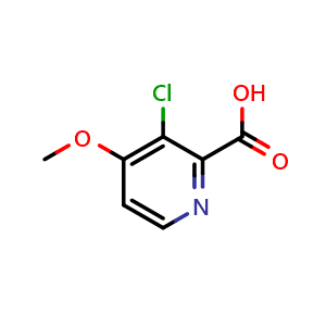 Chemical structure of 3-chloro-4-methoxypicolinic acid , CAS 1256822-07-7, AChemBlock Q60578