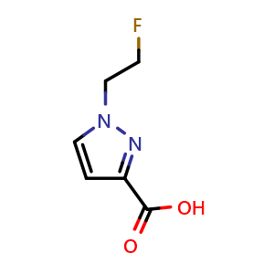Chemical structure of 1-(2-fluoroethyl)-1H-pyrazole-3-carboxylic acid , CAS 1198437-47-6, AChemBlock Q60580
