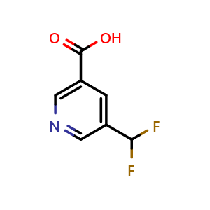 Chemical structure of 5-(difluoromethyl)nicotinic acid , CAS 1256817-25-0, AChemBlock Q60593