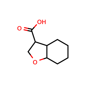 Chemical structure of octahydrobenzofuran-3-carboxylic acid , CAS 1706441-03-3, AChemBlock Q60597