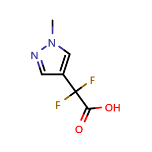 Chemical structure of 2,2-difluoro-2-(1-methyl-1H-pyrazol-4-yl)acetic acid , CAS 1248011-19-9, AChemBlock Q60605