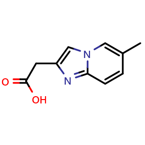 Chemical structure of 2-(6-methylimidazo[1,2-a]pyridin-2-yl)acetic acid , CAS 59128-10-8, AChemBlock Q60616
