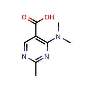 Chemical structure of 4-(dimethylamino)-2-methylpyrimidine-5-carboxylic acid , CAS 7314-62-7, AChemBlock Q60620