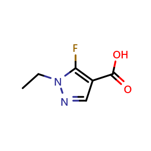 Chemical structure of 1-ethyl-5-fluoro-1H-pyrazole-4-carboxylic acid , CAS 1429418-92-7, AChemBlock Q60652