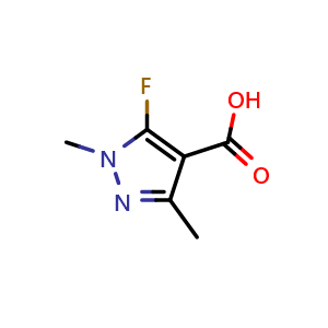 Chemical structure of 5-fluoro-1,3-dimethyl-1H-pyrazole-4-carboxylic acid , CAS 1027991-91-8, AChemBlock Q60653