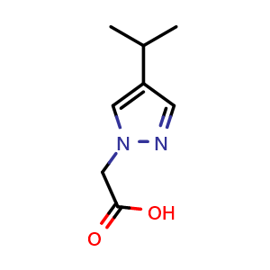 Chemical structure of 2-(4-isopropyl-1H-pyrazol-1-yl)acetic acid , CAS 1545584-75-5, AChemBlock Q60665