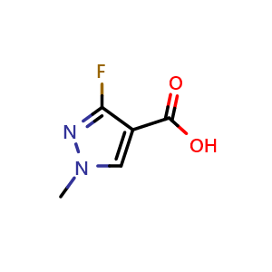Chemical structure of 3-fluoro-1-methyl-1H-pyrazole-4-carboxylic acid , CAS 1823271-62-0, AChemBlock Q60676