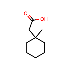 Chemical structure of 2-(1-methylcyclohexyl)acetic acid , CAS 14352-58-0, AChemBlock Q60680