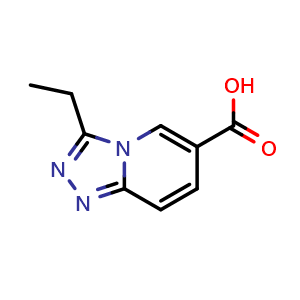 Chemical structure of 3-ethyl-[1,2,4]triazolo[4,3-a]pyridine-6-carboxylic acid , CAS 1031937-63-9, AChemBlock Q60701