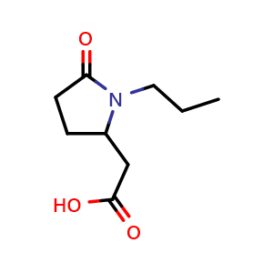 Chemical structure of 2-(5-oxo-1-propylpyrrolidin-2-yl)acetic acid , CAS 90609-03-3, AChemBlock Q60705