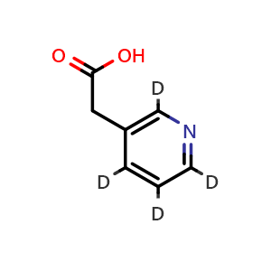 Chemical structure of 2-(pyridin-3-yl-d4)acetic acid , CAS 1035439-74-7, AChemBlock Q60707