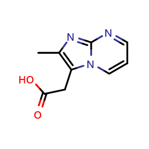 Chemical structure of 2-(2-methylimidazo[1,2-a]pyrimidin-3-yl)acetic acid , CAS 1268033-69-7, AChemBlock Q60715