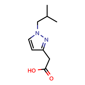 Chemical structure of 2-(1-isobutyl-1H-pyrazol-3-yl)acetic acid , CAS 1782284-08-5, AChemBlock Q60719