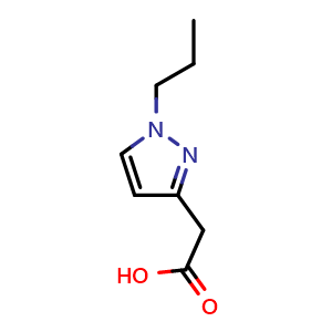 Chemical structure of 2-(1-Propyl-1H-pyrazol-3-yl)acetic acid , CAS 1782829-26-8, AChemBlock Q60721