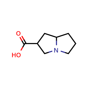 Chemical structure of hexahydro-1H-pyrrolizine-2-carboxylic acid , CAS 342411-93-2, AChemBlock Q60733