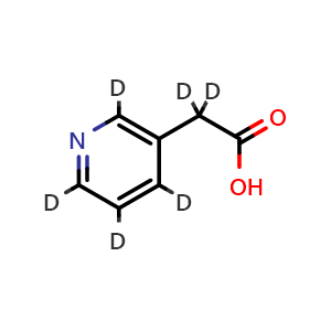 Chemical structure of 2-(pyridin-3-yl-d4)acetic-2,2-d2 acid , CAS 1190005-72-1, AChemBlock Q60740