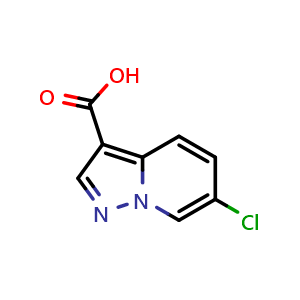 Chemical structure of 6-chloropyrazolo[1,5-a]pyridine-3-carboxylic acid , CAS 1167055-29-9, AChemBlock Q60758