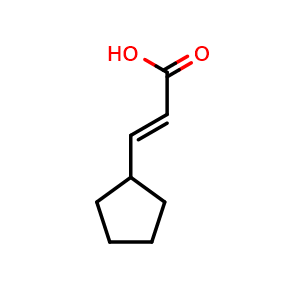 Chemical structure of (E)-3-cyclopentylacrylic acid , CAS 117929-79-0, AChemBlock Q60762