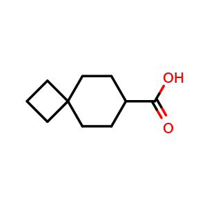 Chemical structure of spiro[3.5]nonane-7-carboxylic acid , CAS 1086399-15-6, AChemBlock Q60765