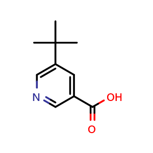Chemical structure of 5-(tert-Butyl)nicotinic acid , CAS 1211589-63-7, AChemBlock Q60784