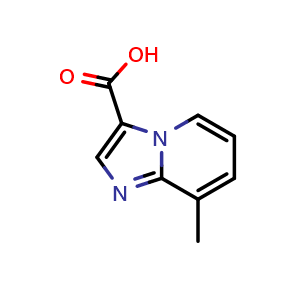 Chemical structure of 8-methylimidazo[1,2-a]pyridine-3-carboxylic acid , CAS 900018-76-0, AChemBlock Q60793