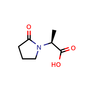 Chemical structure of (S)-2-(2-Oxopyrrolidin-1-yl)propanoic acid , CAS 96219-55-5, AChemBlock Q60796