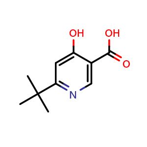 Chemical structure of 6-(tert-butyl)-4-hydroxynicotinic acid , CAS 1367828-93-0, AChemBlock Q60809