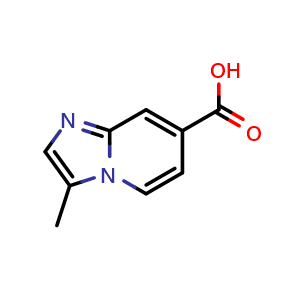Chemical structure of 3-methylimidazo[1,2-a]pyridine-7-carboxylic acid , CAS 1315359-97-7, AChemBlock Q60814