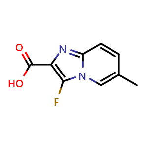 Chemical structure of 3-fluoro-6-methylimidazo[1,2-a]pyridine-2-carboxylic acid , CAS 937600-32-3, AChemBlock Q60836