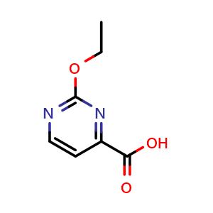 Chemical structure of 2-ethoxypyrimidine-4-carboxylic acid , CAS 1312556-74-3, AChemBlock Q60851