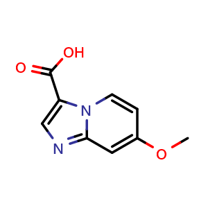 Chemical structure of 7-Methoxyimidazo[1,2-a]pyridine-3-carboxylic acid , CAS 944902-97-0, AChemBlock Q60869