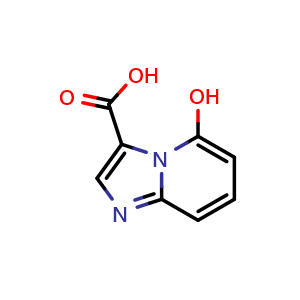 Chemical structure of 5-Hydroxyimidazo[1,2-a]pyridine-3-carboxylic acid , CAS 1784451-74-6, AChemBlock Q60870