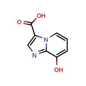 Chemical structure of 8-Hydroxyimidazo[1,2-a]pyridine-3-carboxylic acid , CAS 1785332-23-1, AChemBlock Q60871