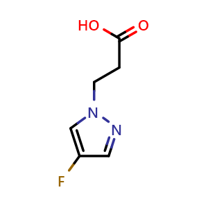 Chemical structure of 3-(4-Fluoro-1H-pyrazol-1-yl)propanoic acid , CAS 1174306-06-9, AChemBlock Q60883