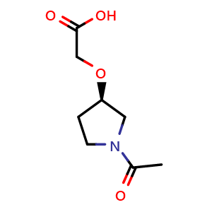 Chemical structure of (R)-2-((1-acetylpyrrolidin-3-yl)oxy)acetic acid , CAS 1354002-29-1, AChemBlock Q60894
