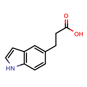 Chemical structure of 3-(1H-indol-5-yl)propanoic acid , CAS 192717-19-4, AChemBlock Q60899