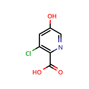 Chemical structure of 3-chloro-5-hydroxypicolinic acid , CAS 1211536-84-3, AChemBlock Q60904