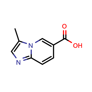 Chemical structure of 3-methylimidazo[1,2-a]pyridine-6-carboxylic acid , CAS 1248692-31-0, AChemBlock Q60909