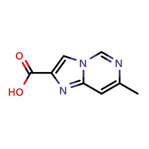 Chemical structure of 7-Methylimidazo[1,2-c]pyrimidine-2-carboxylic acid , CAS 1783574-57-1, AChemBlock Q60914