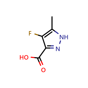 Chemical structure of 4-fluoro-5-methyl-1H-pyrazole-3-carboxylic acid , CAS 681034-58-2, AChemBlock Q60917