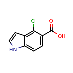 Chemical structure of 4-Chloro-1H-indole-5-carboxylic acid , CAS 251107-41-2, AChemBlock Q60918