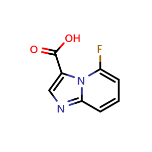 Chemical structure of 5-fluoroimidazo[1,2-a]pyridine-3-carboxylic acid , CAS 1783619-07-7, AChemBlock Q60920