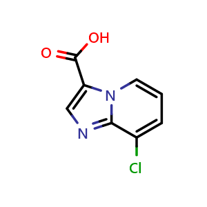 Chemical structure of 8-chloroimidazo[1,2-a]pyridine-3-carboxylic acid , CAS 1019023-77-8, AChemBlock Q60923