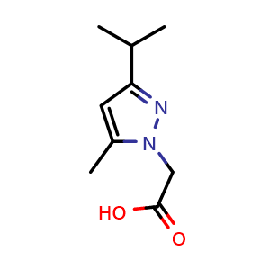 Chemical structure of 2-(3-isopropyl-5-methyl-1H-pyrazol-1-yl)acetic acid , CAS 1402446-16-5, AChemBlock Q60932