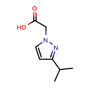 Chemical structure of 2-(3-isopropyl-1H-pyrazol-1-yl)acetic acid , CAS 1531555-49-3, AChemBlock Q60941