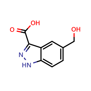 Chemical structure of 5-(hydroxymethyl)-1H-indazole-3-carboxylic acid , CAS 1061265-00-6, AChemBlock Q60965