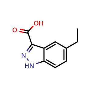 Chemical structure of 5-ethyl-1H-indazole-3-carboxylic acid , CAS 1083299-76-6, AChemBlock Q60966
