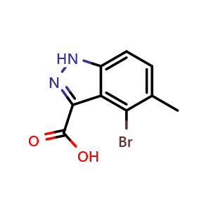 Chemical structure of 4-bromo-5-methyl-1H-indazole-3-carboxylic acid , CAS 887578-83-8, AChemBlock Q60981