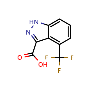 Chemical structure of 4-(trifluoromethyl)-1H-indazole-3-carboxylic acid , CAS 959236-61-4, AChemBlock Q60984